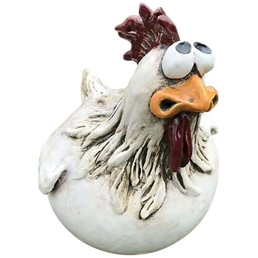 Chicken Sitting on Fence Funny Decor Garden Rooster Patio Statues