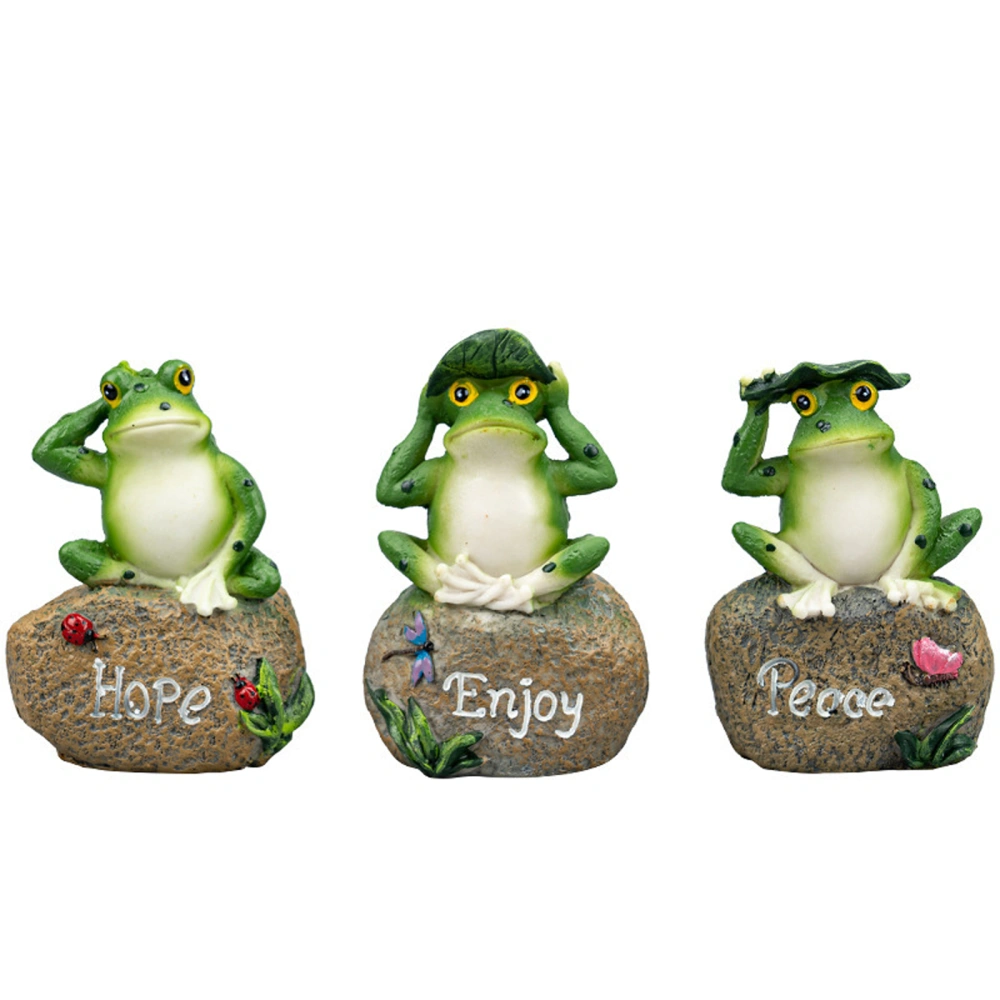 Resin Frog Statue Figurine Ornament Home Fairy Garden Decoration