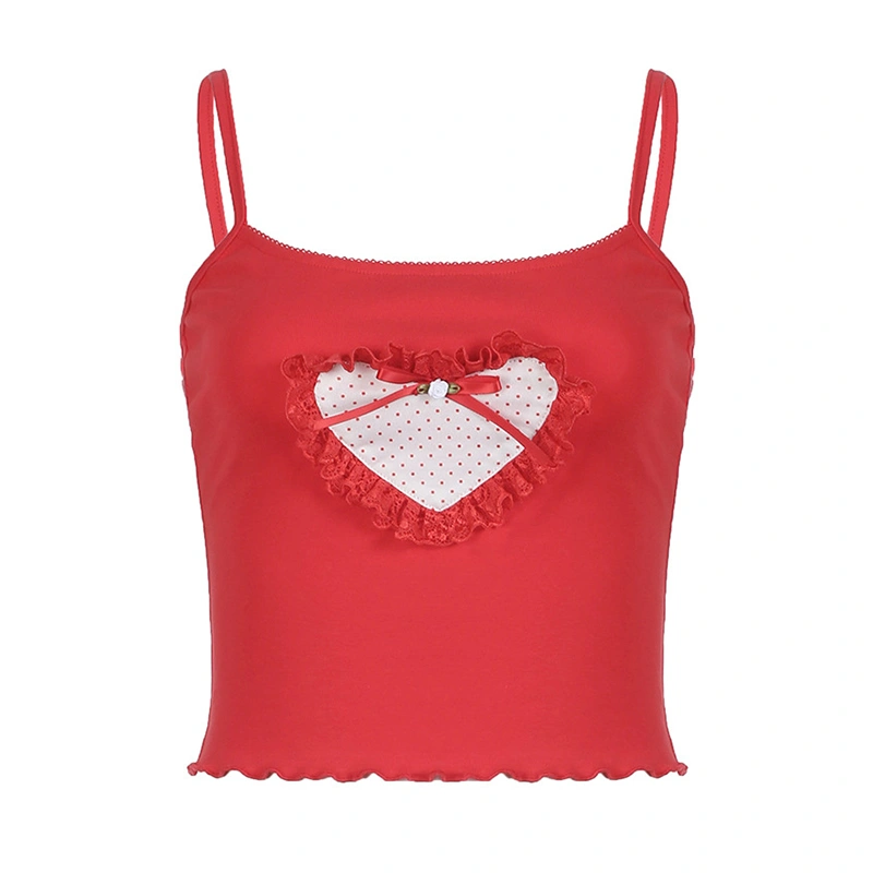 Women's Summer Cami Tank Tops Sleeveless Heart Patchwork Camisole