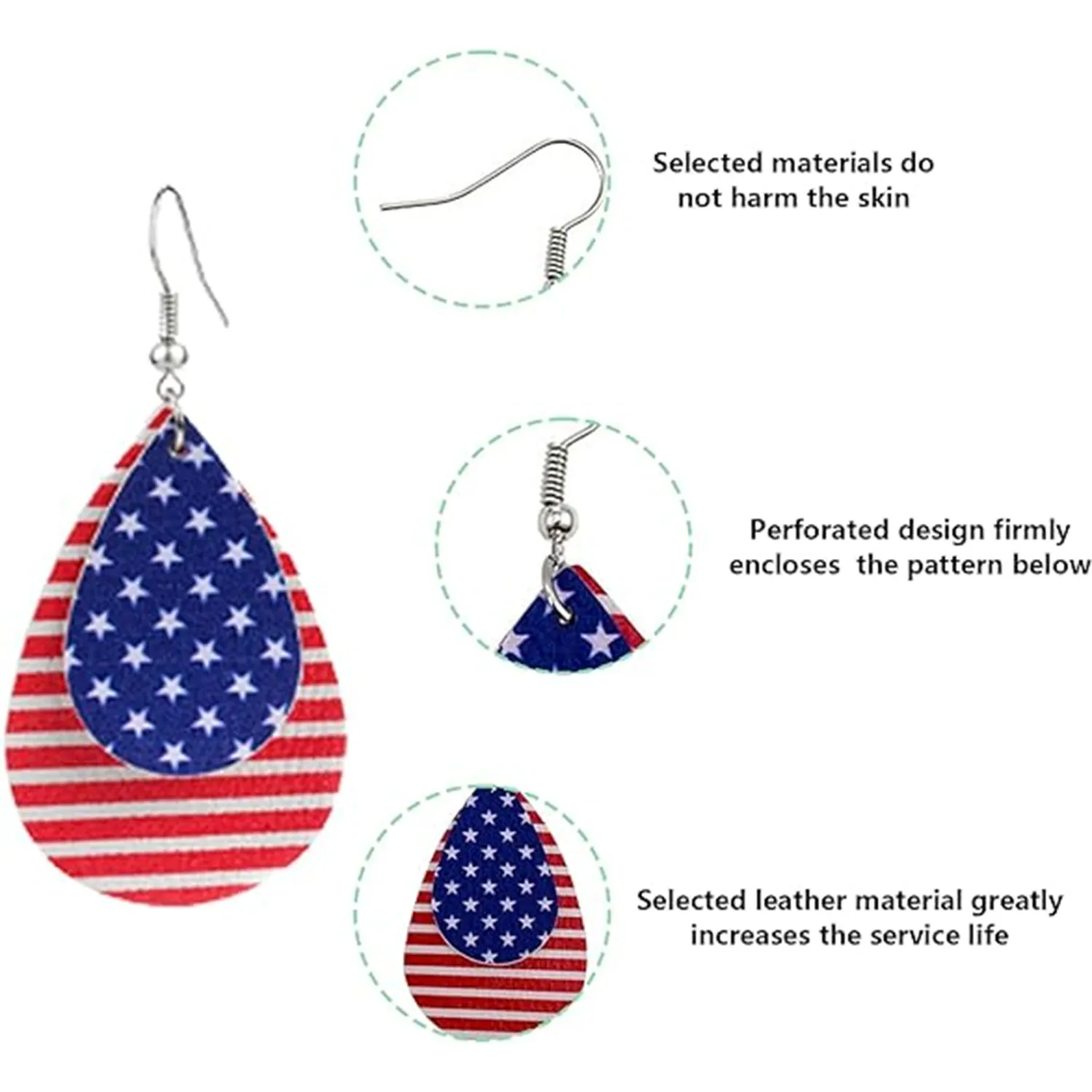 Women 4th of July Earrings, Stars Stripes Dangle Earrings Gift