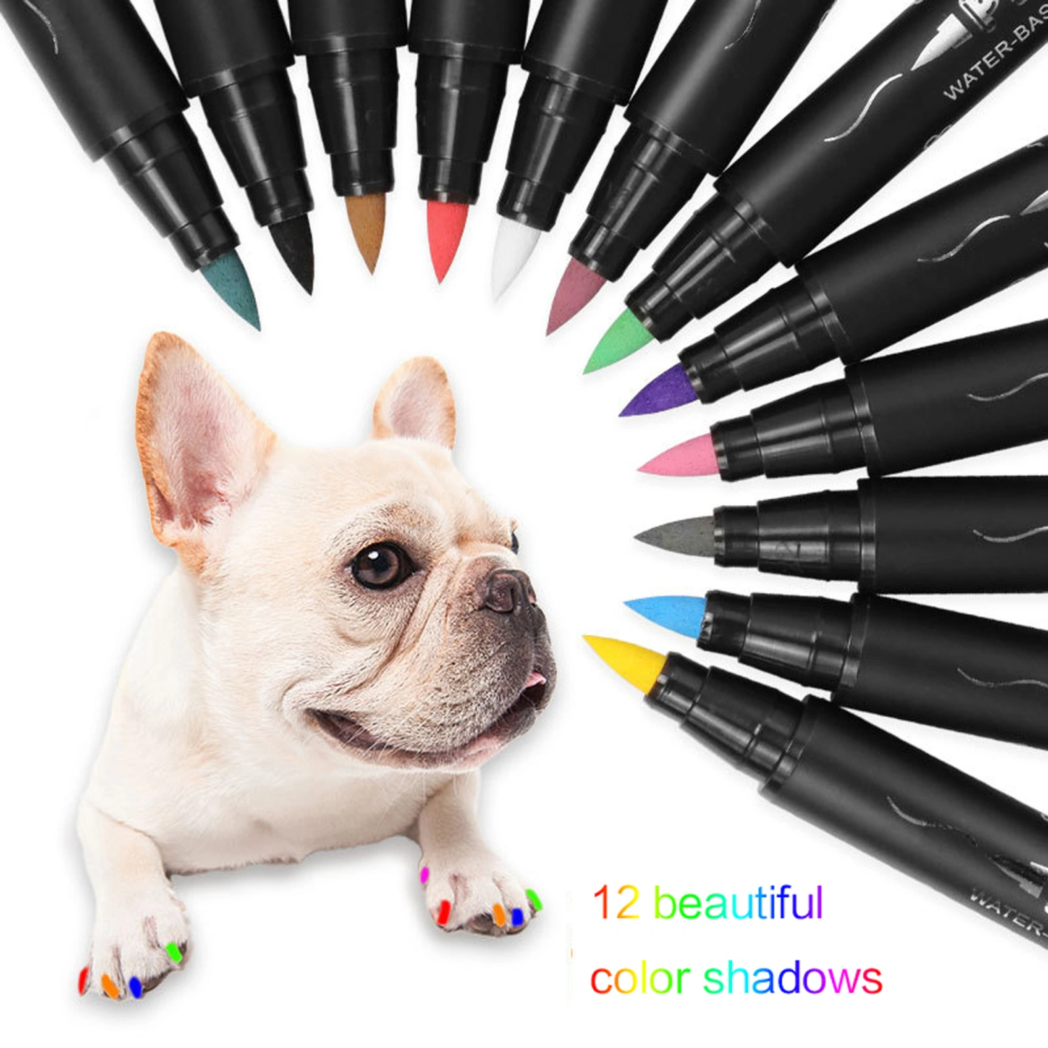 Dog Nail Polish Pen Set 12 Colors Quick Dry Pet Nail Polish Set