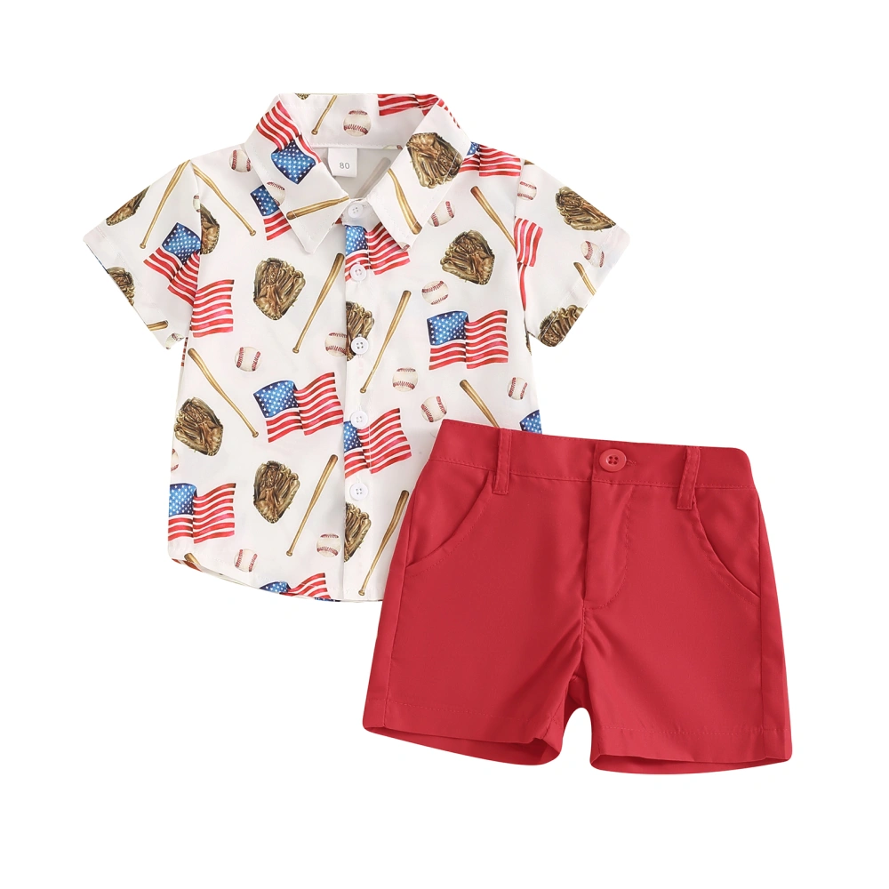 4th of July Toddler Boys Outfits Stripe Star Flag Print Shirts Shorts