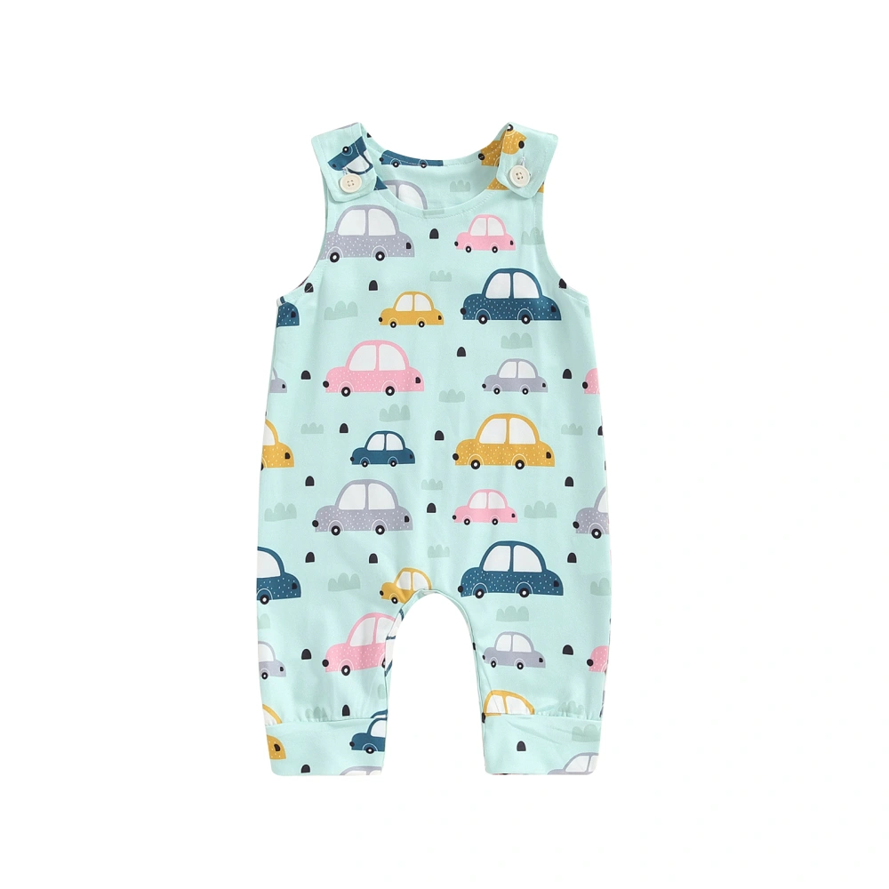 Infant Boy Summer Tank Romper Cartoon Car Print Sleeveless Bodysuit 