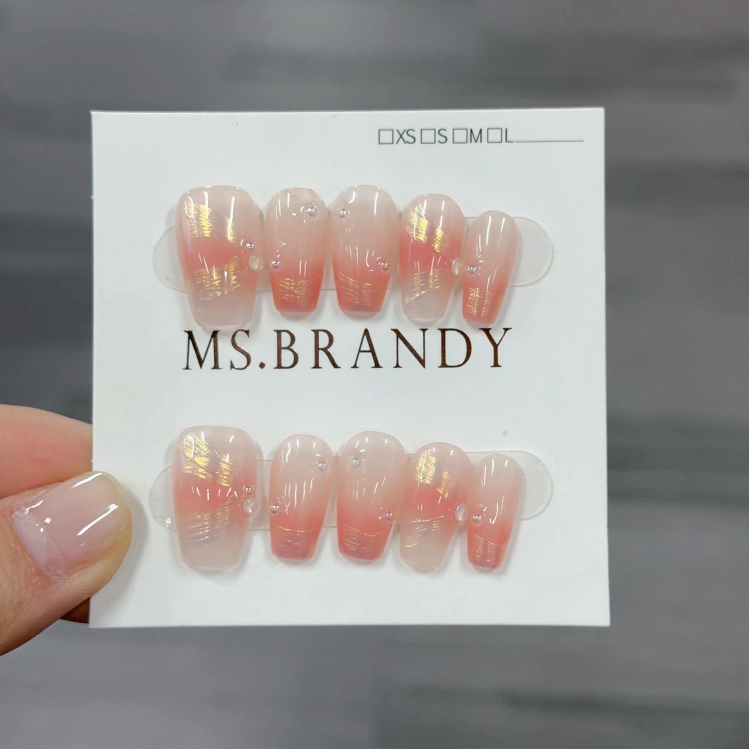 Fake Nails, Elegant DIY Reflective Glue on False Nail Tips Manicure