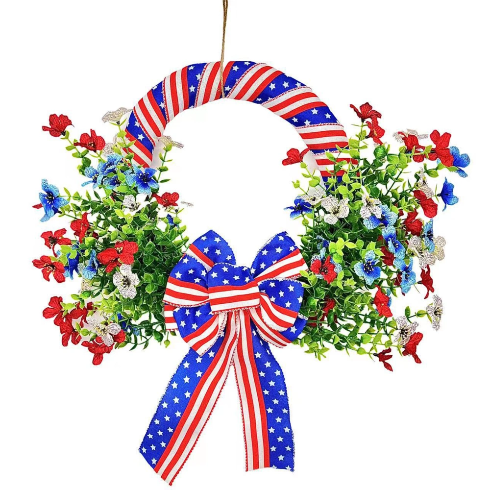 4th of July Wreath Independence Day Flower Stripe Patriotic Wreath