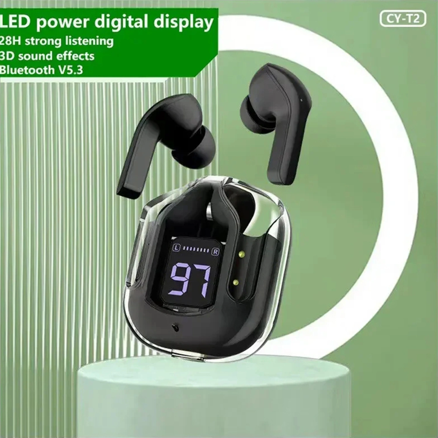 Wireless Earbuds, Bluetooth Headphones with LED Power Display