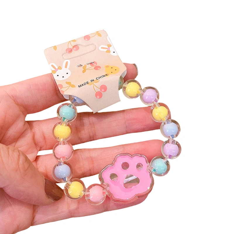 Kids Girl Beaded Bracelets Colorful Cute Princess Stretchy Bracelets 