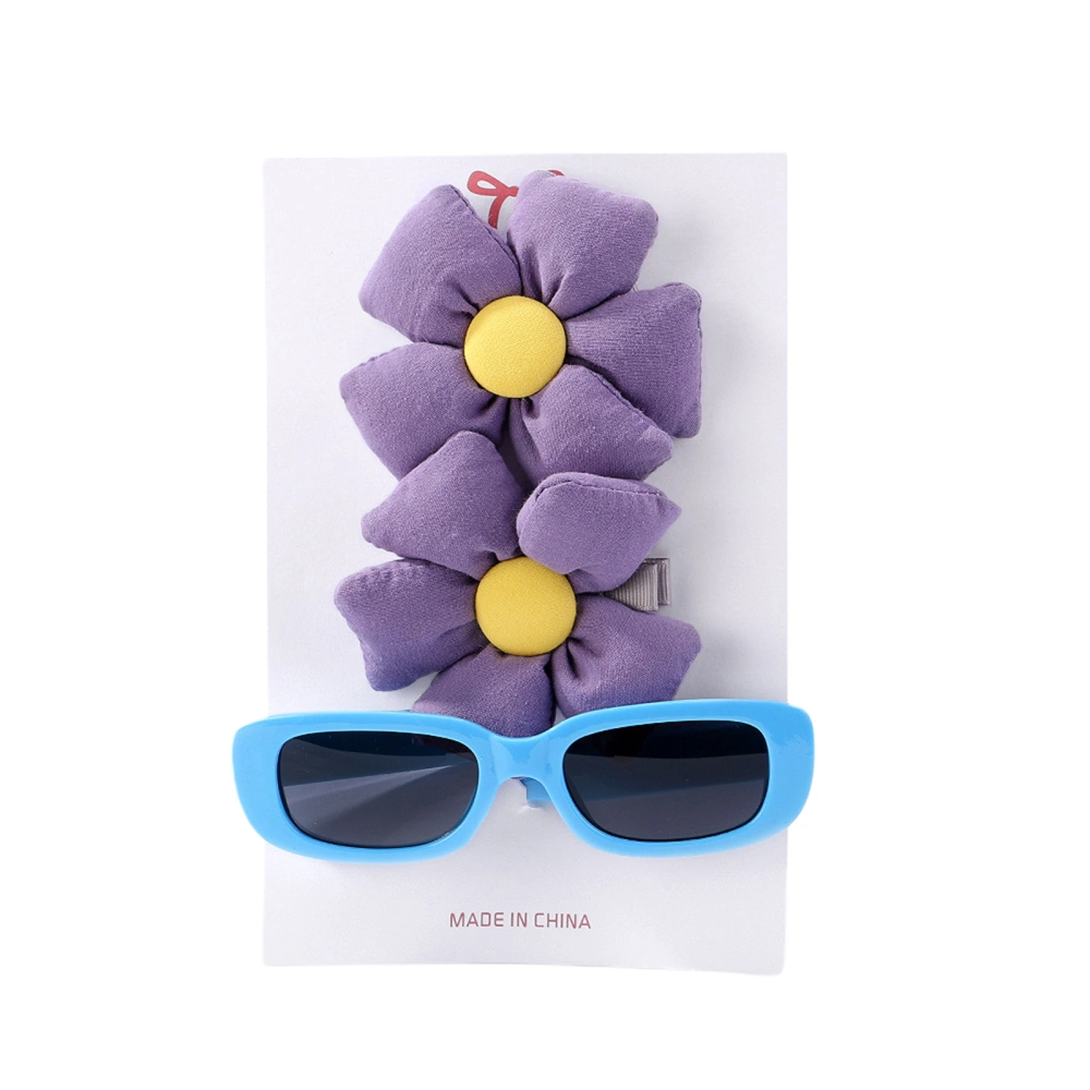 Kids Girls Sunglasses Set Sun Protection Glasses and Flower Hair Clips