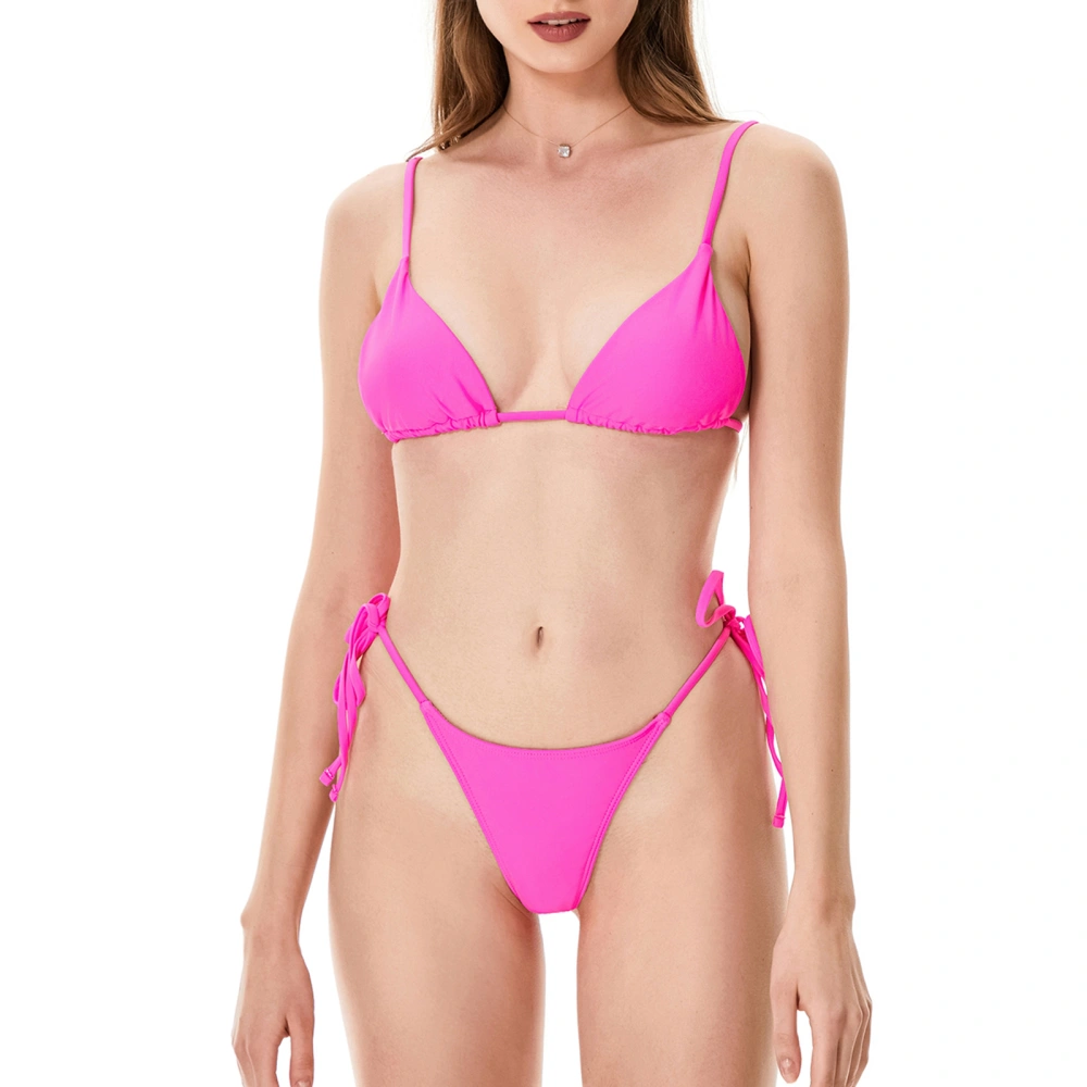 Women Bikini Set, Tie-up Sleeveless Bra with Low Waist Briefs Swimsuit