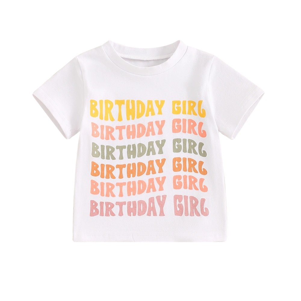 Toddler Boys Girls Birthday Shirts Short Sleeve Letter Print Tops