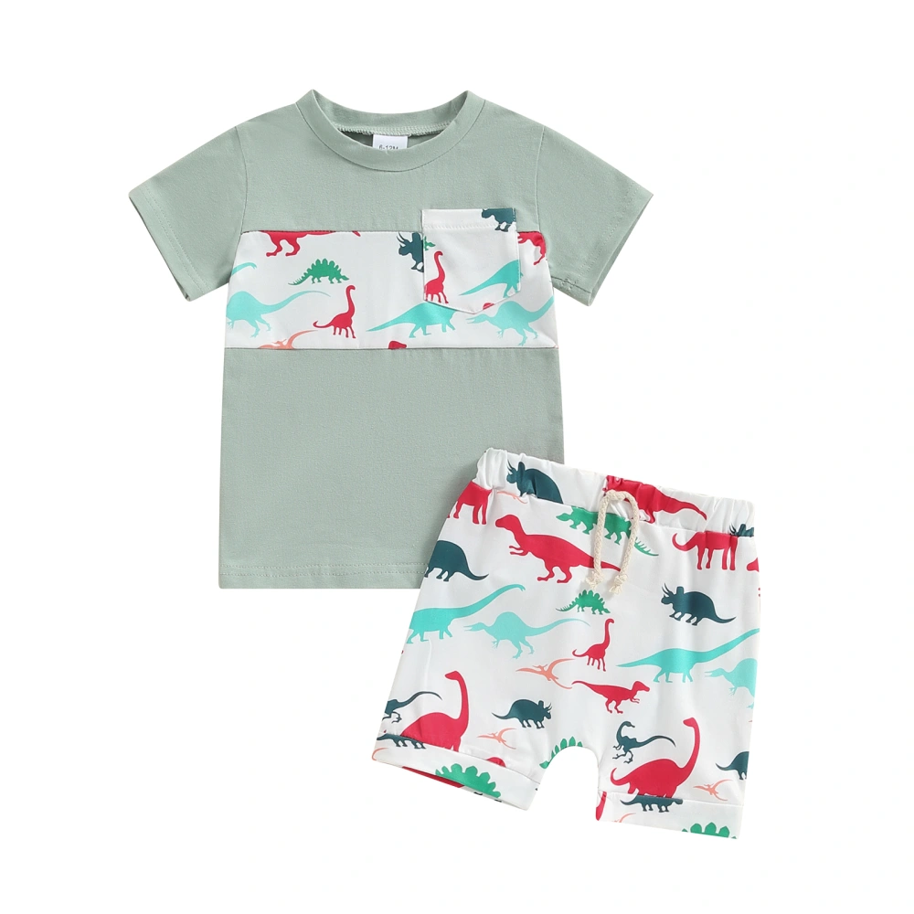 Baby Boy Summer Outfit, Dinosaur Print Short Sleeve Tops Shorts 