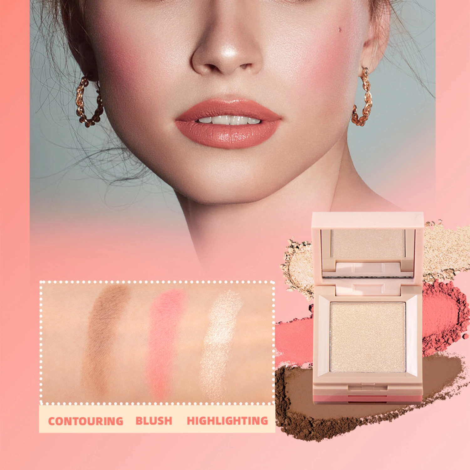 Face Powder Compact Long-Lasting Multi-Layer Matte Pressed Powder