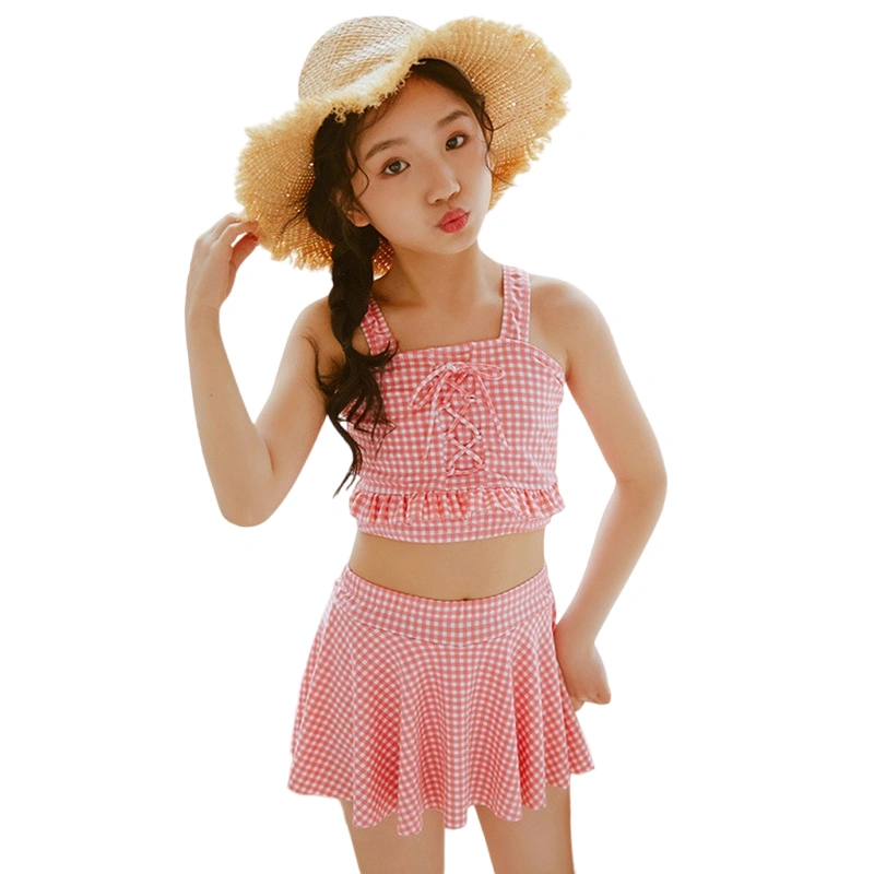 Girls Two Piece Swimsuits Tankini Swim Dress Plaid Bathing Suits