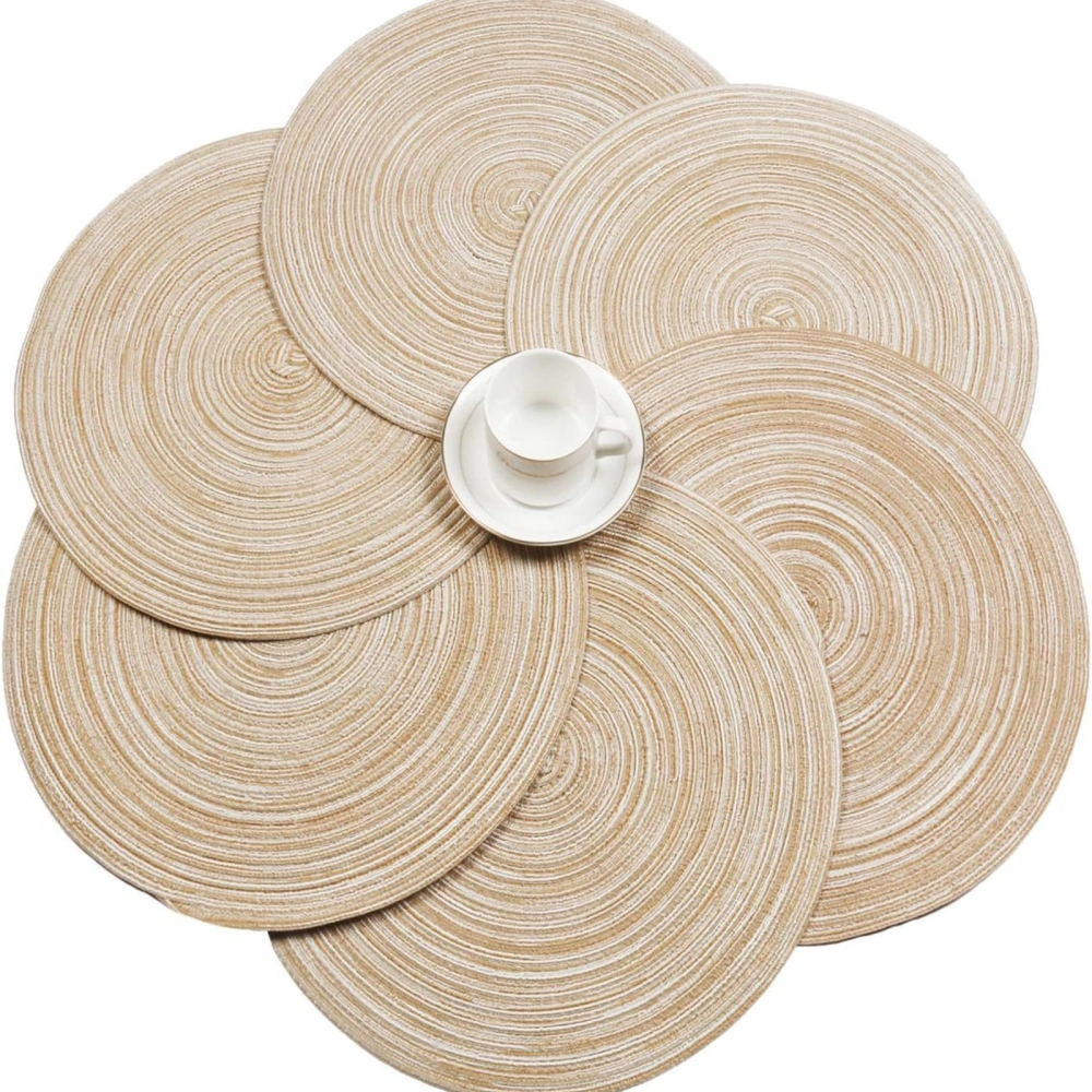 Round Woven Placemats Farmhouse Braided Table Mats Non-Slip Place Mats