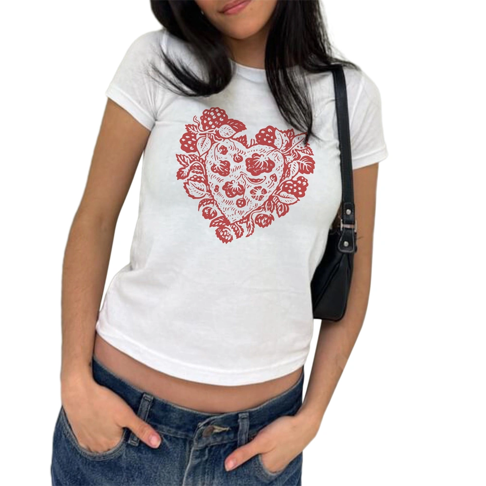 Women T-shirt, Crew Neck Short Sleeve Graphic Print Summer Tops