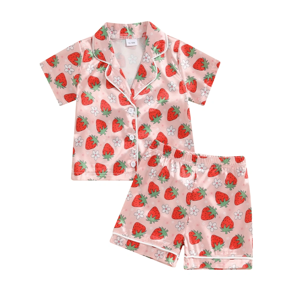 Baby Shorts Set Floral/Strawberry/Chicken Print Shirt and Shorts