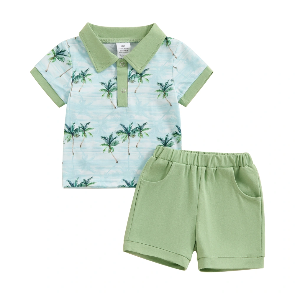 Baby Boys Shorts Set, Short Sleeve Tree Print Shirt with Shorts