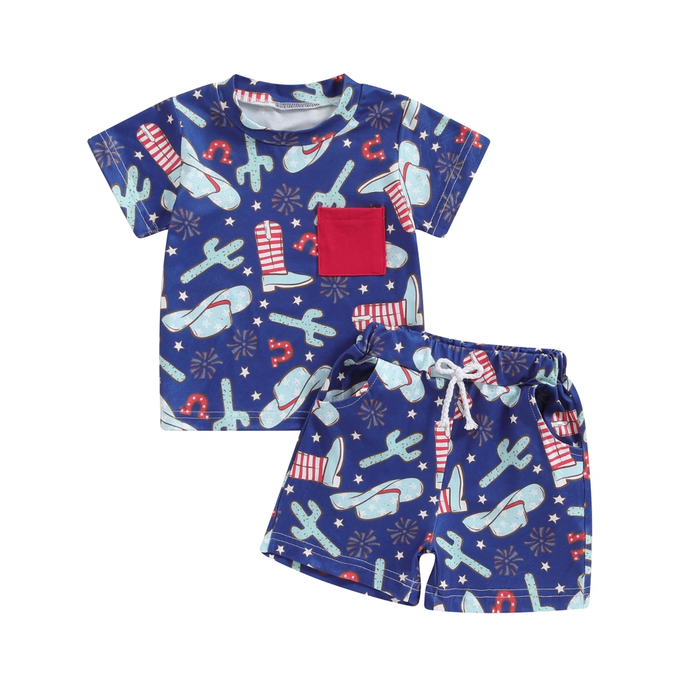 Baby Boys Shorts Set, Boots Print Short Sleeve T-shirt with Shorts