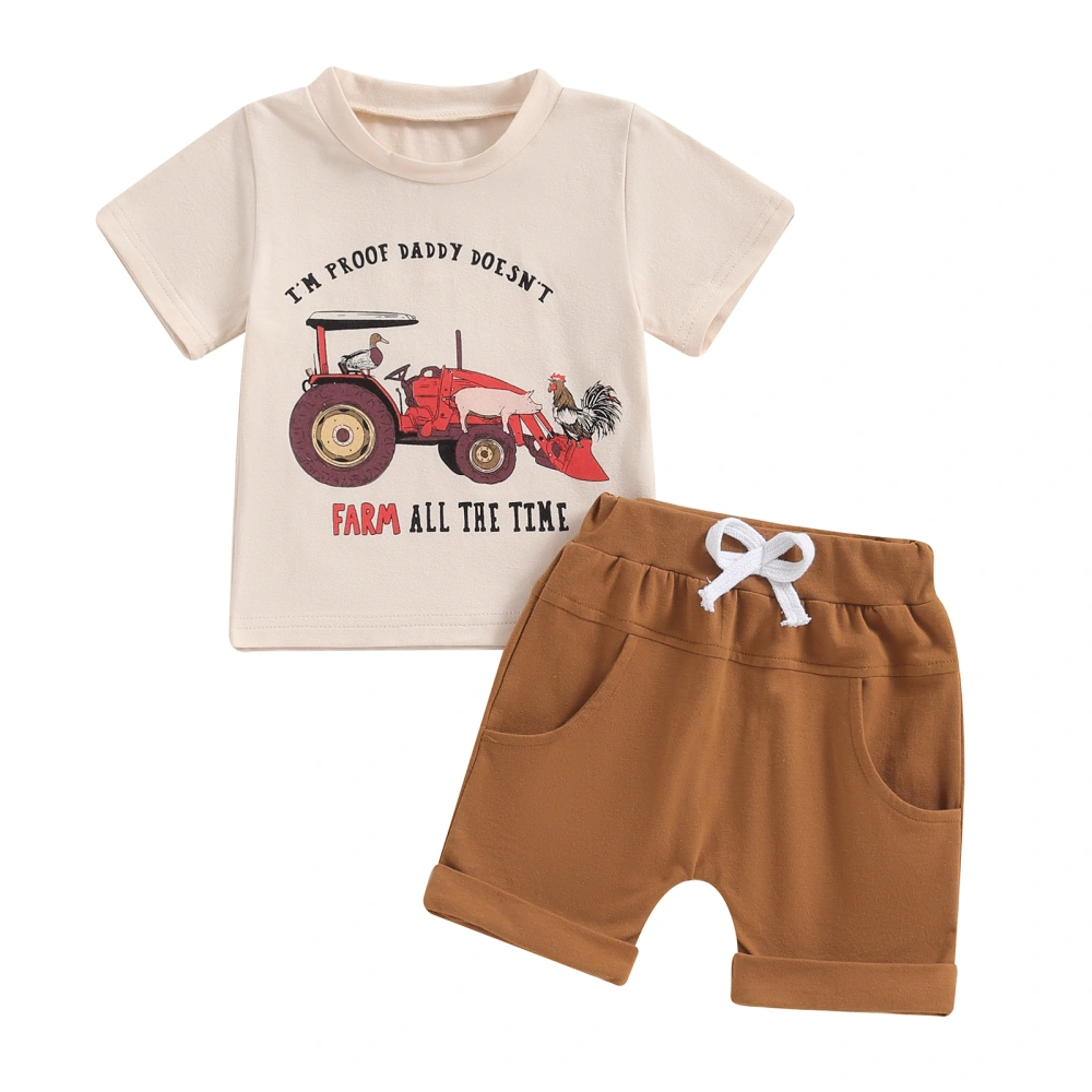 Baby 2 Piece Outfits Farm Print Short Sleeve T-Shirt and Shorts Set