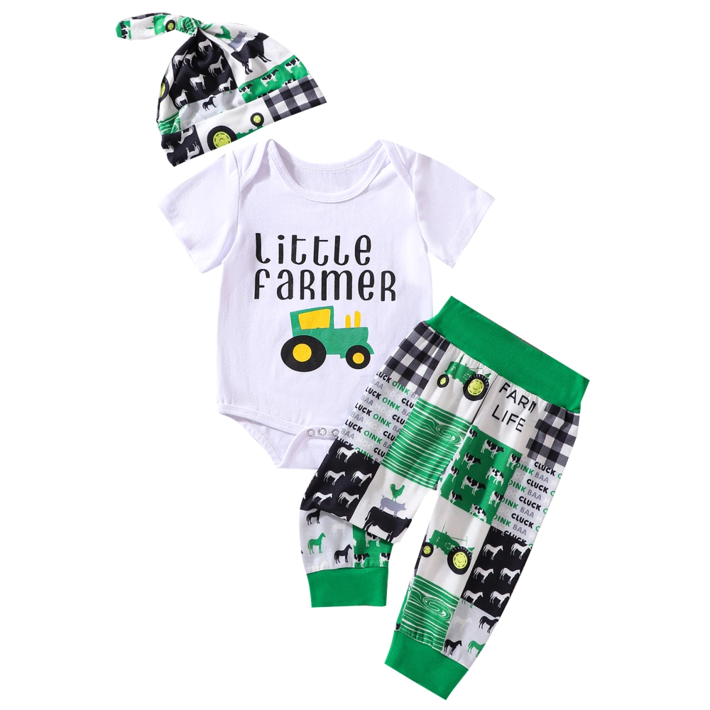 Baby Boys Outfit, Short Sleeve Letters Print Romper with Pants Hat