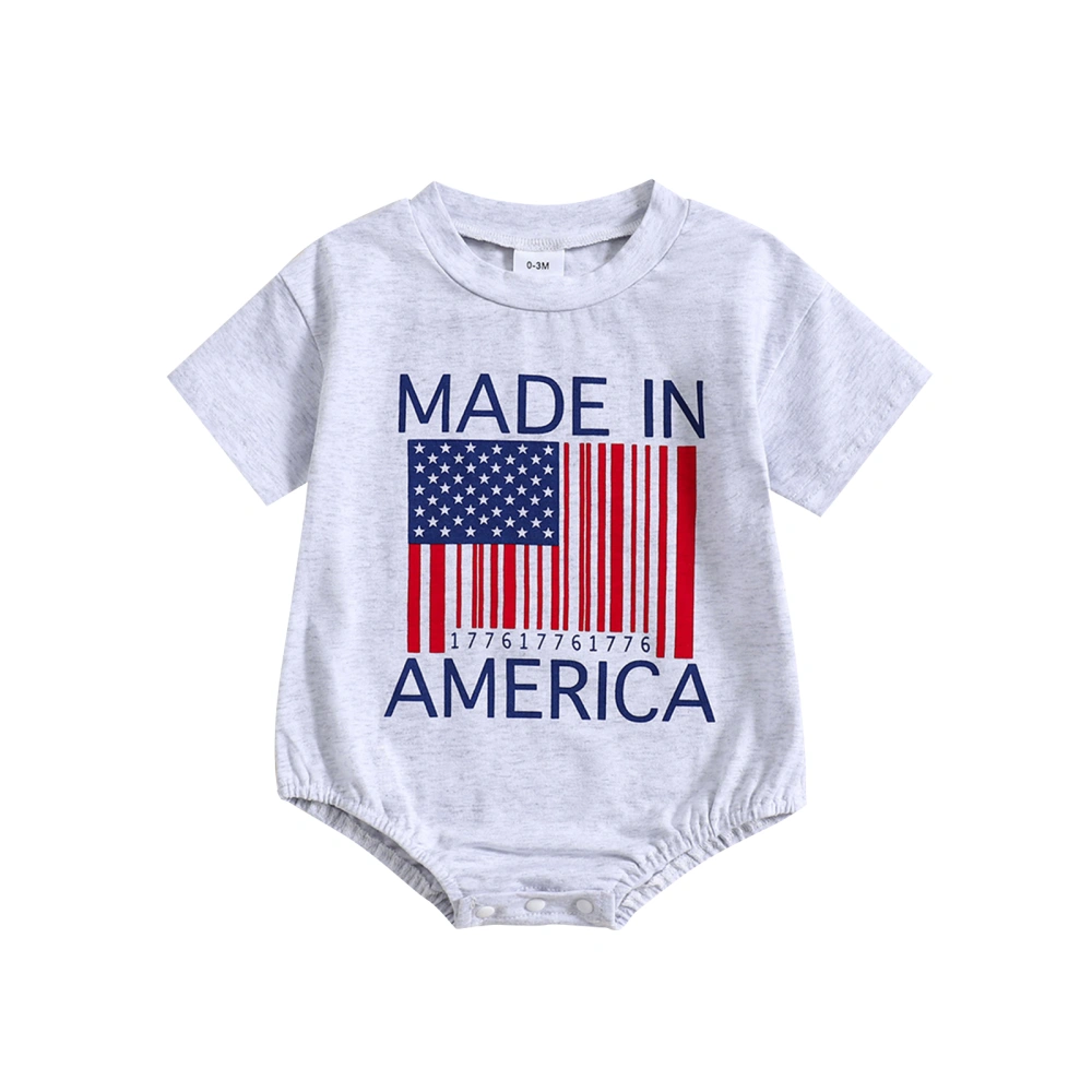 Baby Boy 4th of July Romper Short Sleeve Flag Print Bodysuit