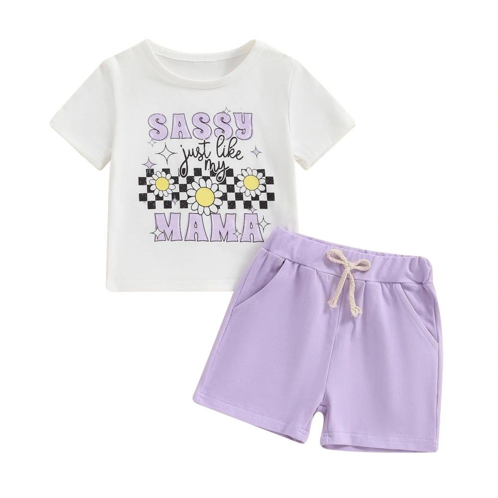 Baby Girl Summer Outfits Checkerboard Print Tops + Pocket Shorts Set