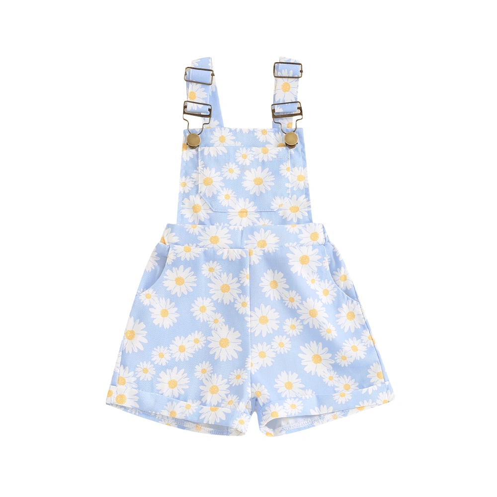 Little Girl Overall Shorts Daisy Print Sleeveless Romper Jumpsuit