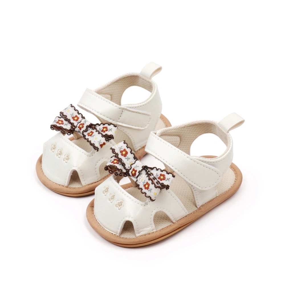 Baby Girls Bow Sandals Floral Embroidered Hollowed out Soft Sole Flats