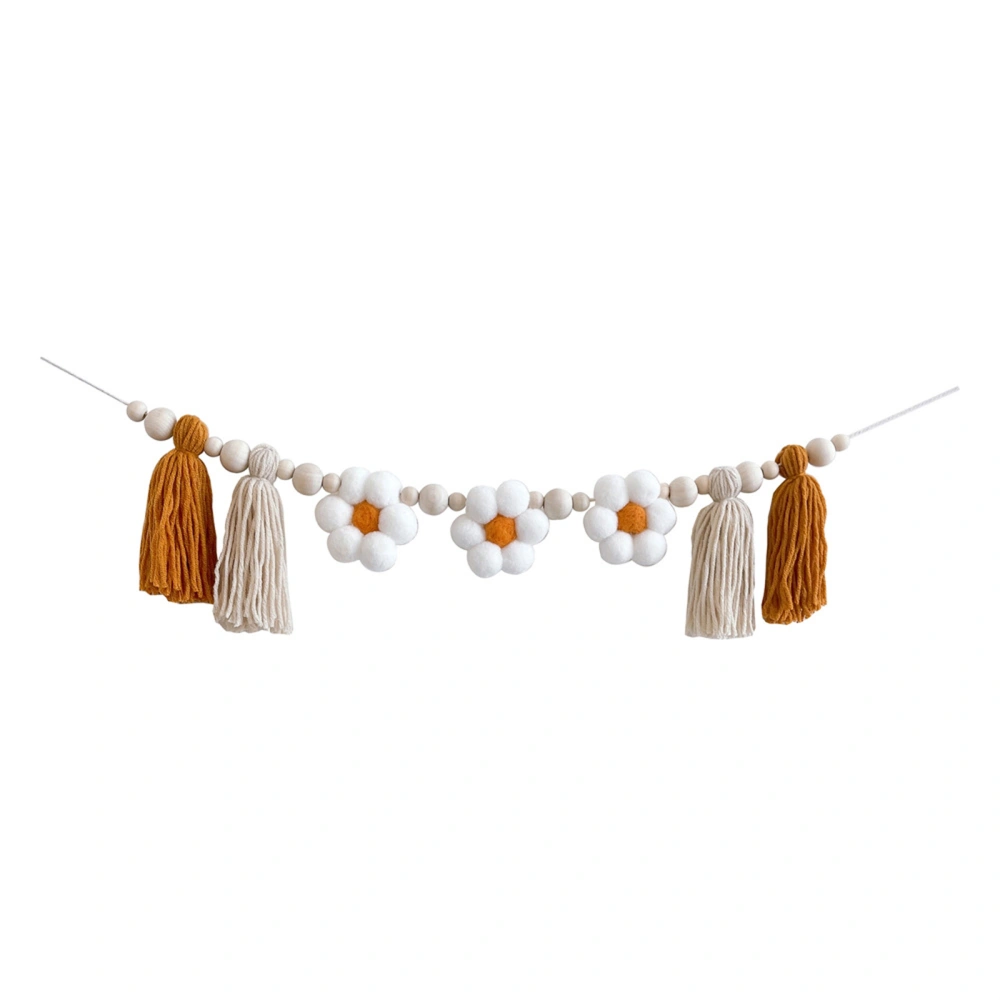 Baby Birthday Banner, Beaded Tassels Flower Wall Hanging Party Decor