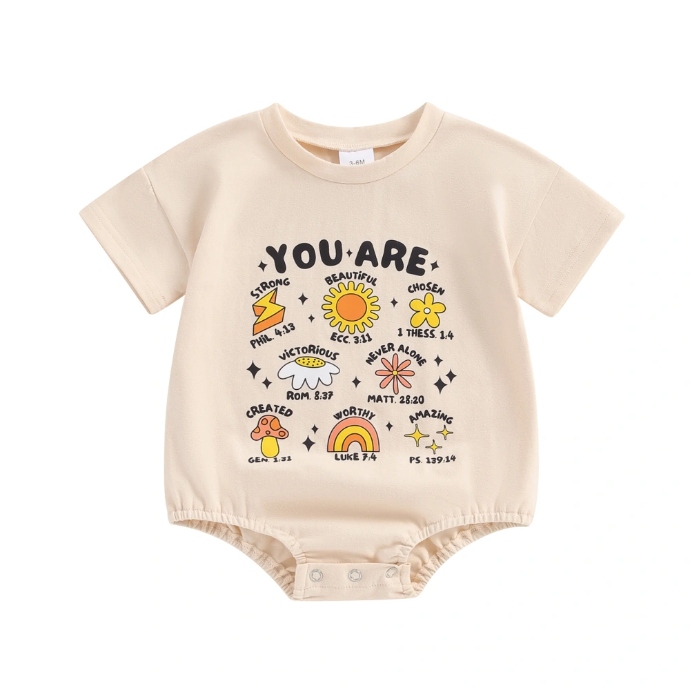 Infant Baby Summer Jumpsuit Cartoon Print Short Sleeve Romper