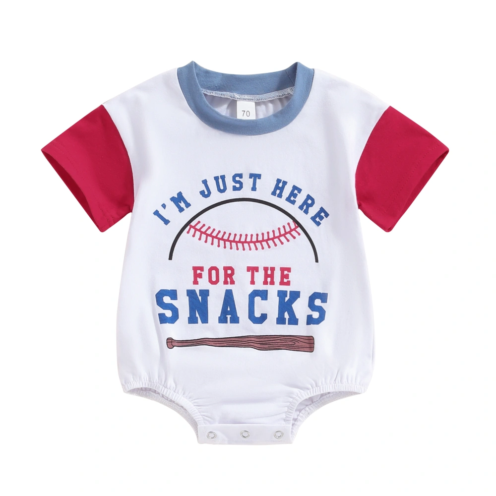 Baby Boys Summer Jumpsuit Letter Baseball Print Short Sleeve Romper