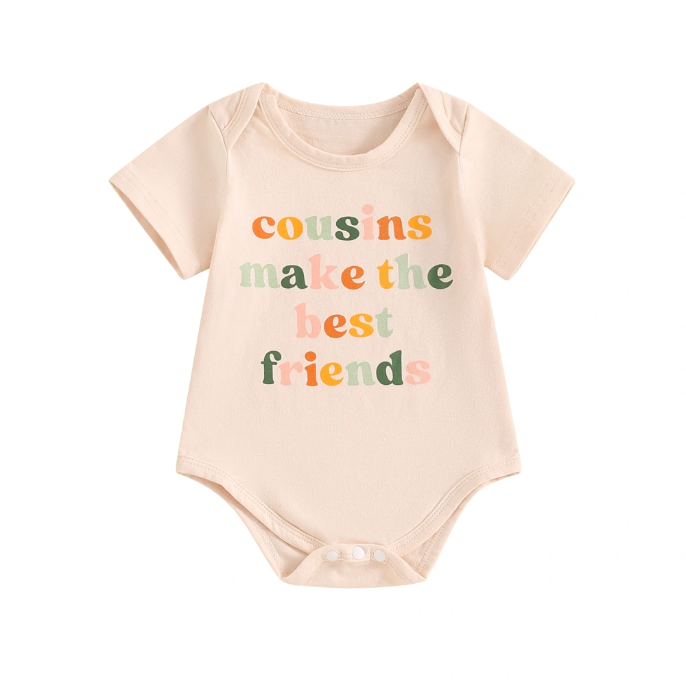 Baby Boy Romper, Short Sleeve Crew Neck Letters Print Summer Bodysuit