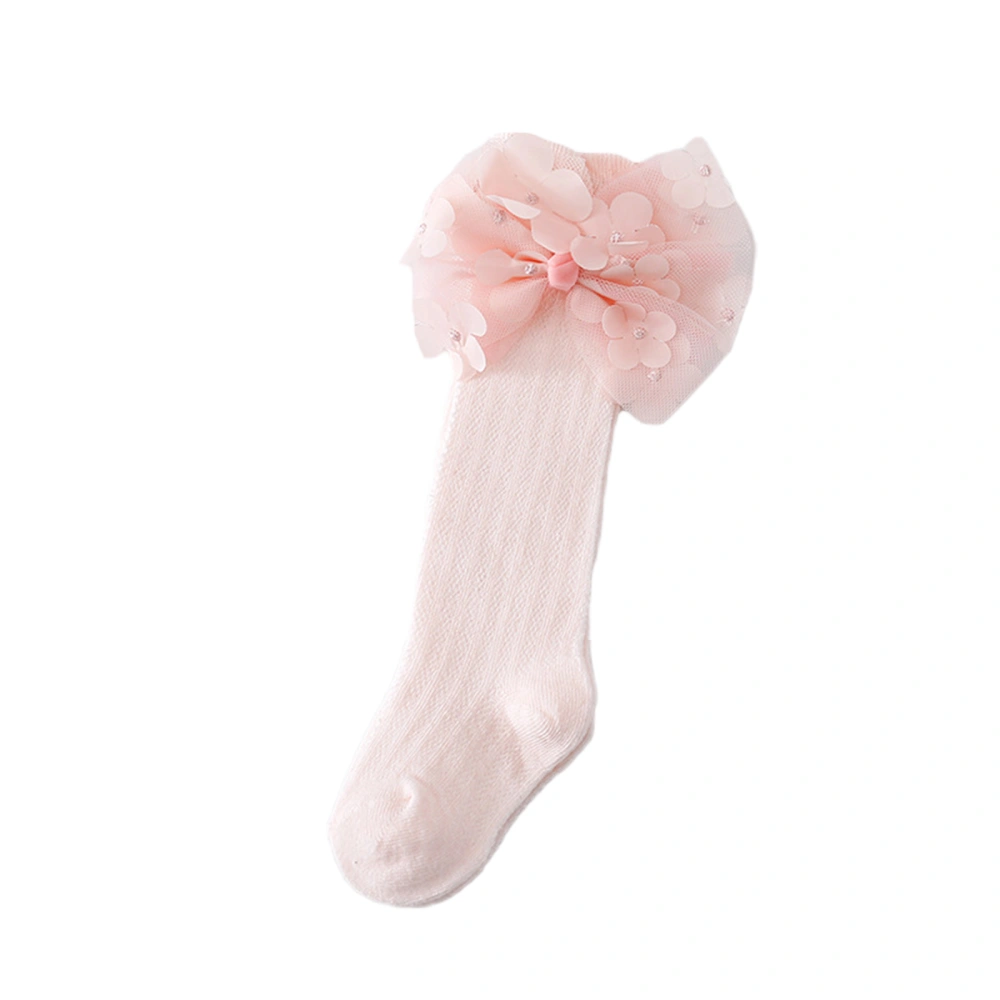 Baby Girl Knee High Socks Soft Breathable Long Socks with Flower Bow