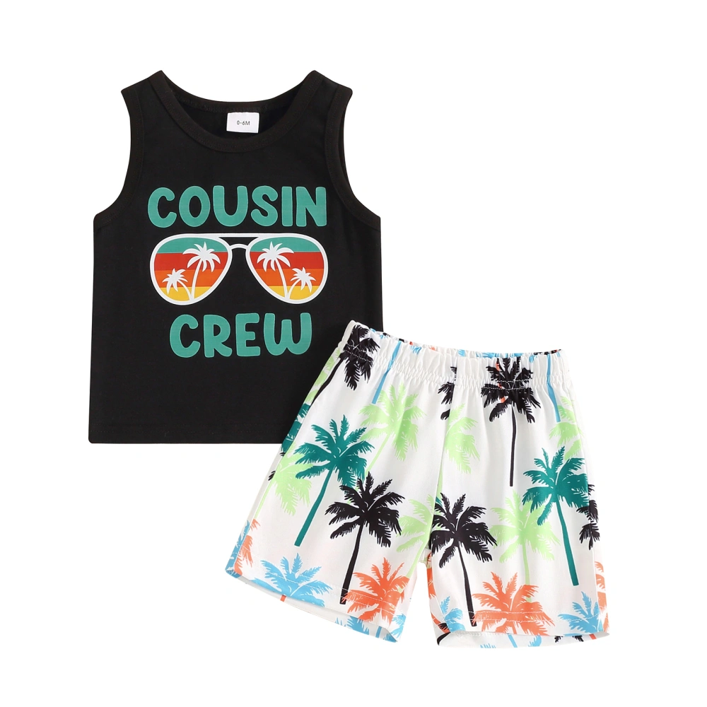 2Pcs Baby Boy Summer Outfit Sunglasses Print Tank Tops + Shorts Se