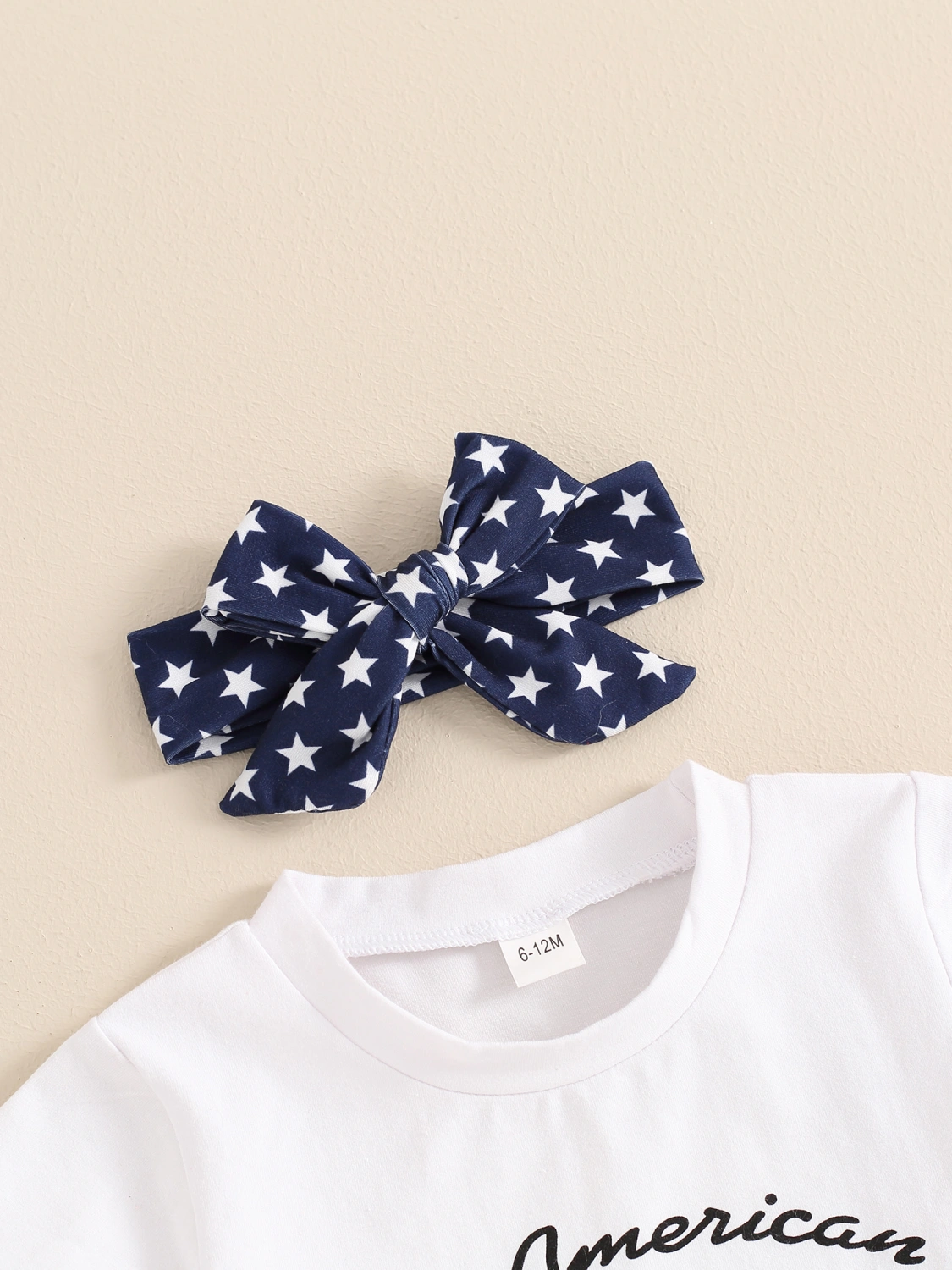 Girls Pants Set Letters Hat Print T-shirt Stars Stripes Pants Headband
