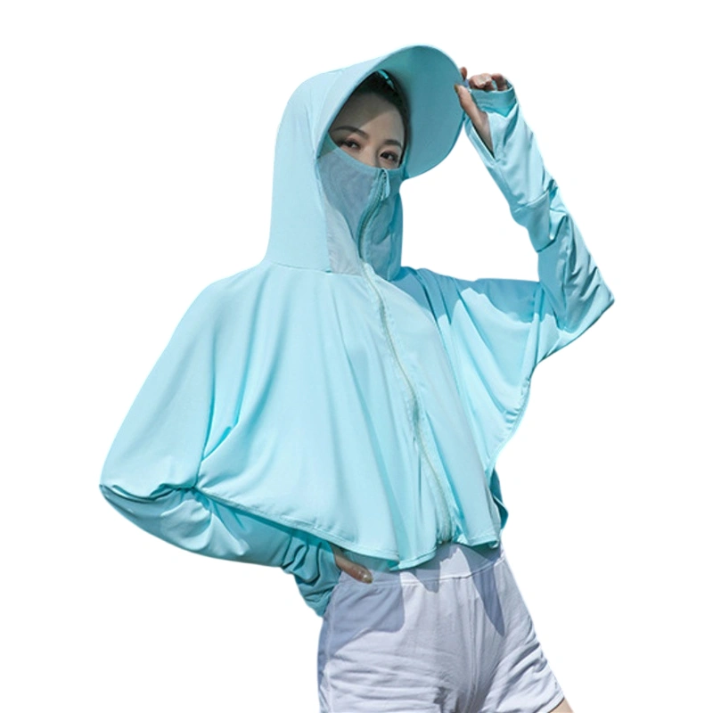 Sun Protection Hoodie for Women Solid Color Long Sleeve Zip Up Jacket