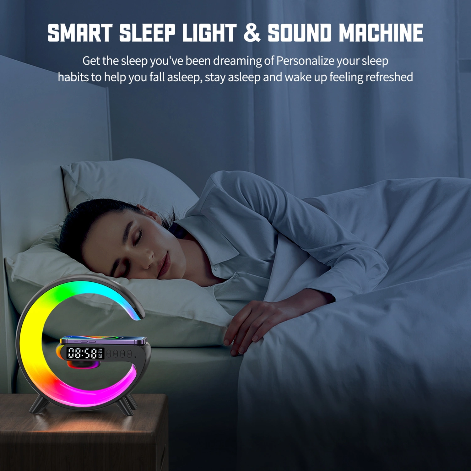 LED Table Lamp with Wireless Charger, Lamp with Bluetooth Speaker
