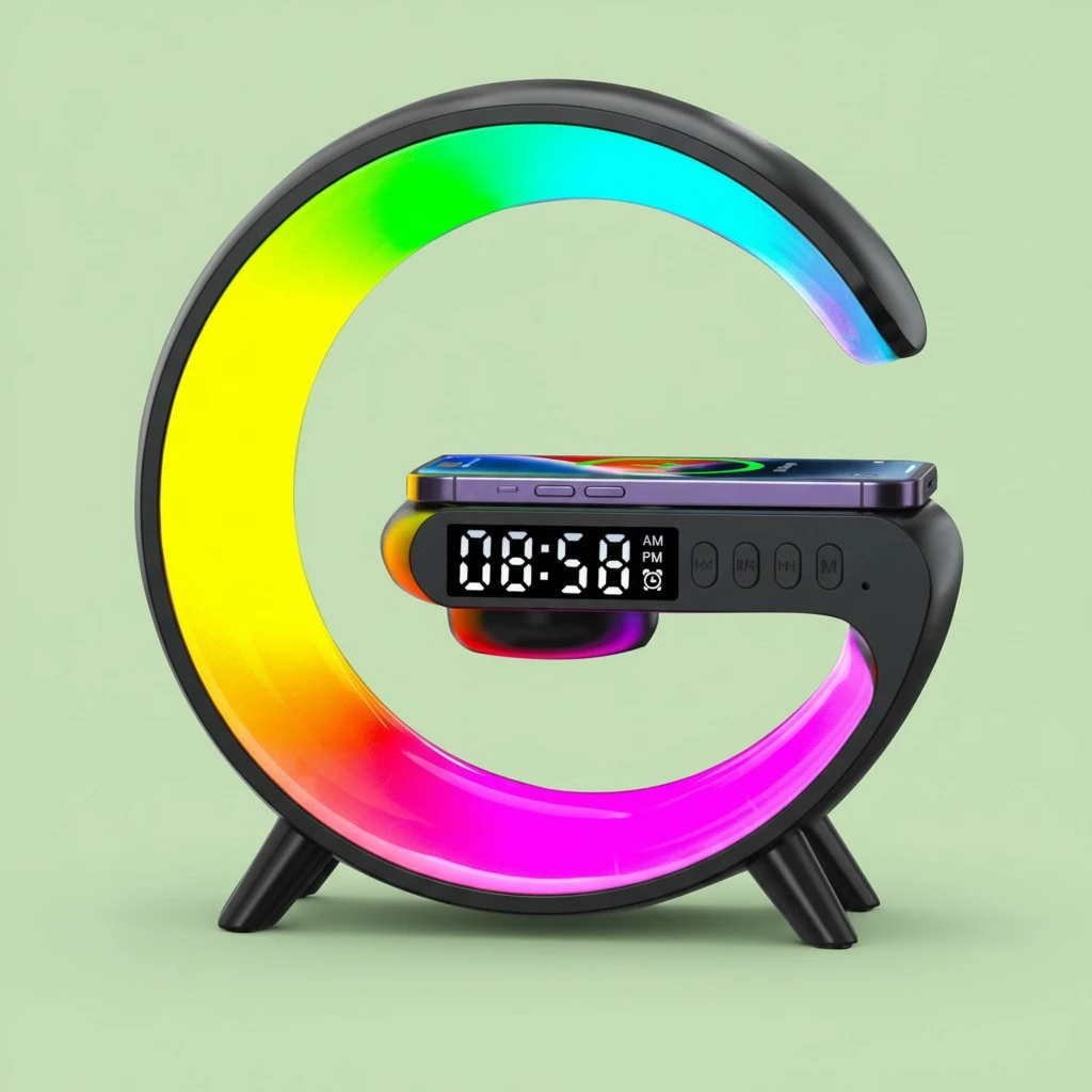 LED Table Lamp with Wireless Charger, Lamp with Bluetooth Speaker