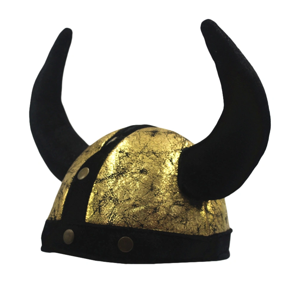 Men Women Hat with Horns Funny Buffalo Waxed Cap Cosplay Headwear 