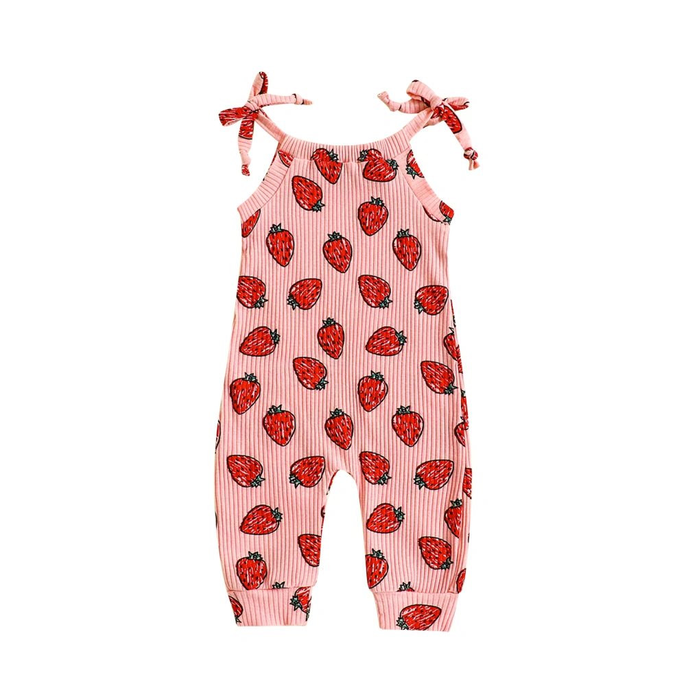 Toddler Sleeveless Strawberry Print Sling Bodysuits