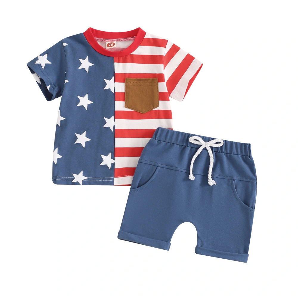 Baby Boys Shorts Set, Short Sleeve Stars Stripes Print T-shirt Shorts