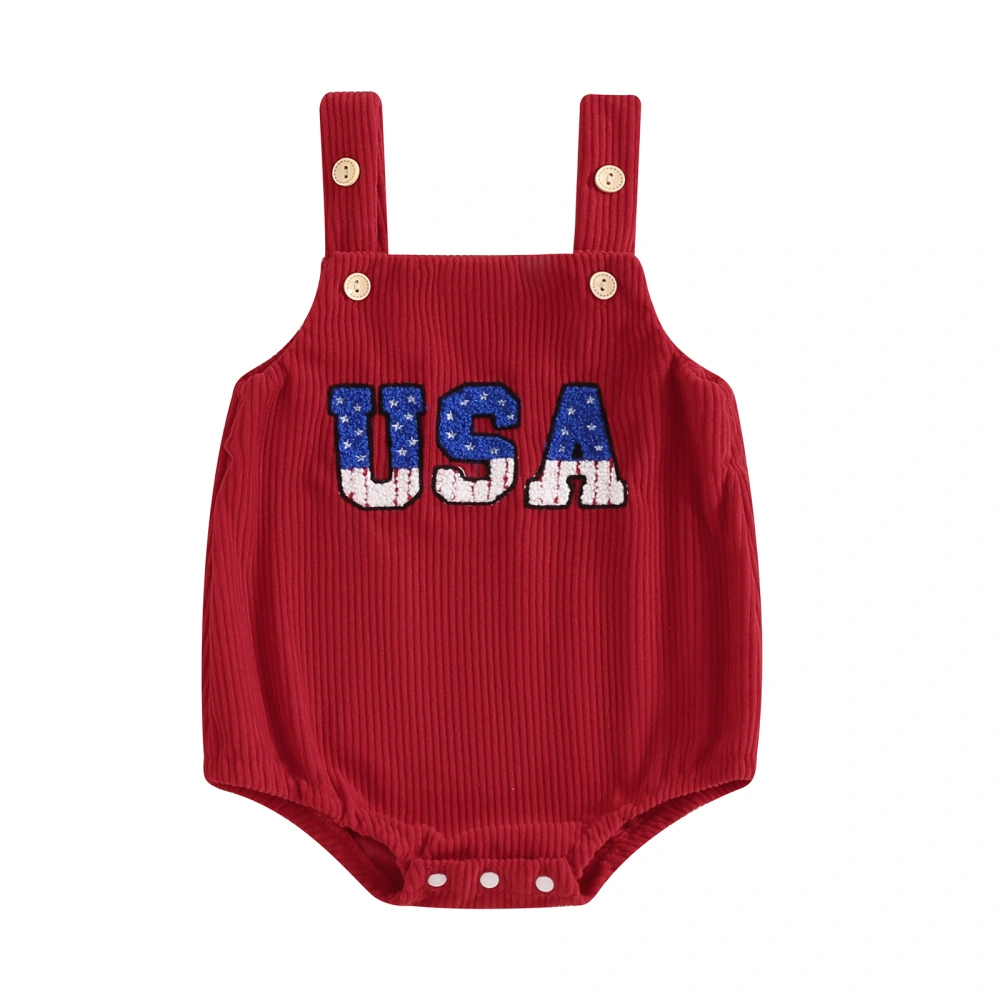 Baby Independence Day Romper Sleeveless Letter Embroidery Romper