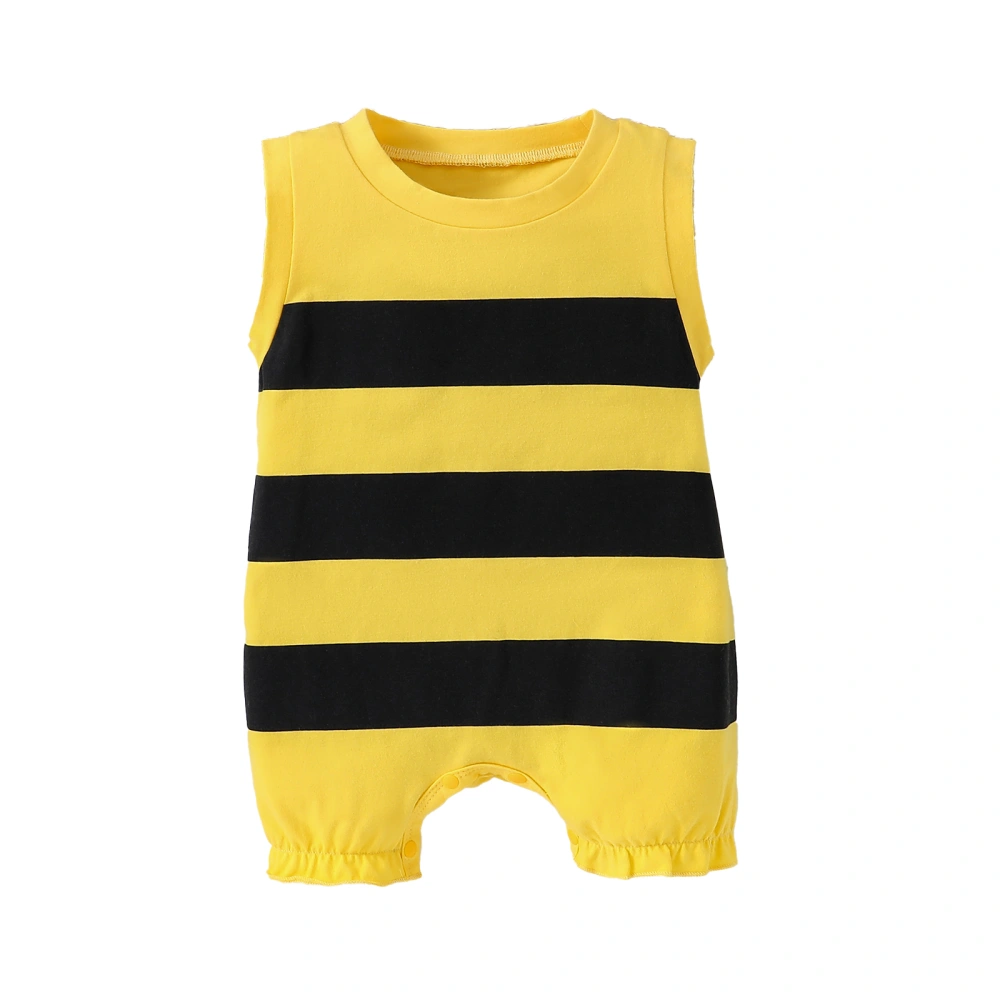 Baby Girl Summer Romper Casual Contrast Color Bee Sleeveless Jumpsuit 