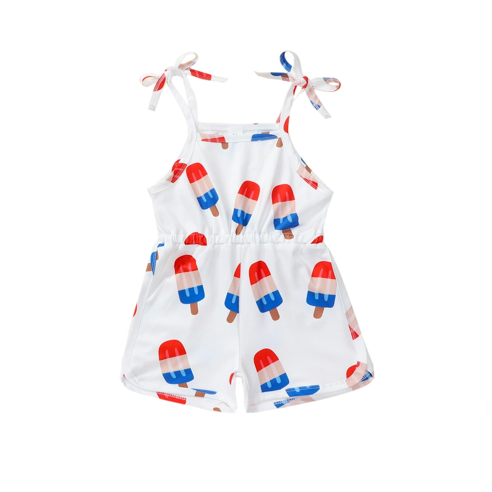 Little Girl Jumpsuit Popsicle Spaghetti Straps 4th of July Overalls