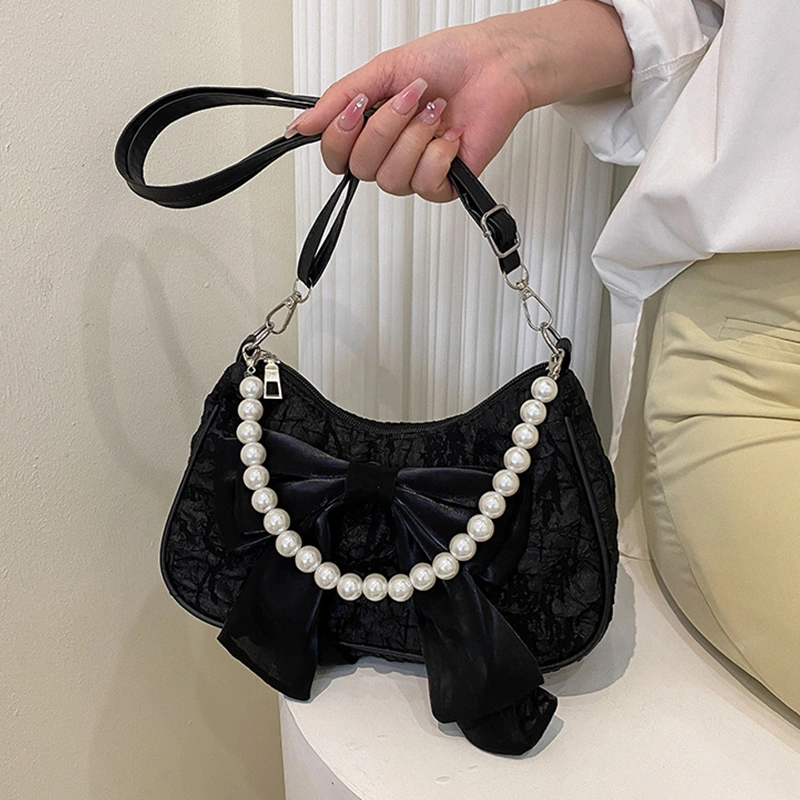 Women's Bow Pearl Crossbody Bag Stylish Handbag Shoulder Bag