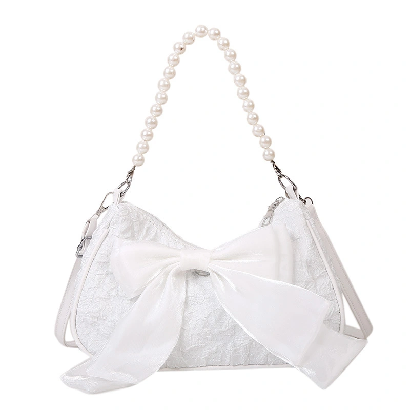 Women's Bow Pearl Crossbody Bag Stylish Handbag Shoulder Bag