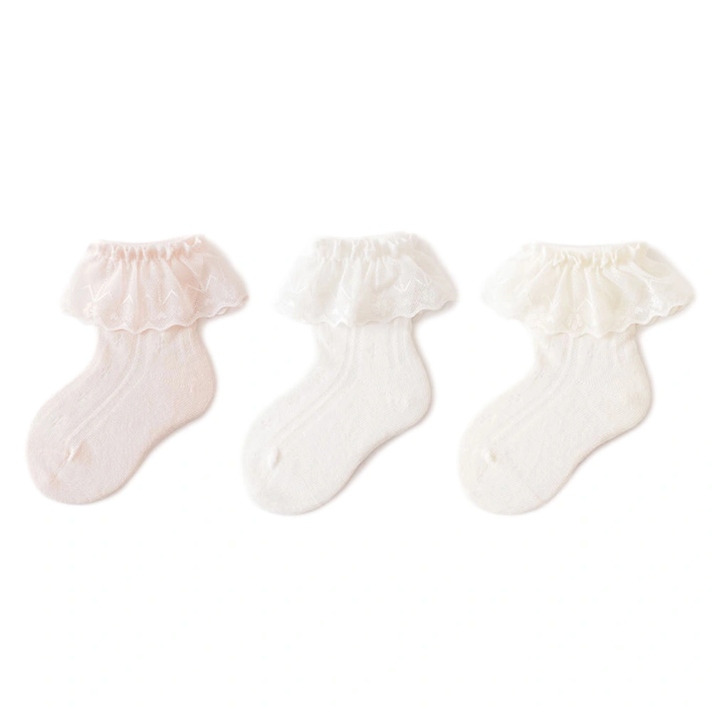 Baby Girl Ruffle Socks Soft Breathable Mesh Socks  with Lace Trim