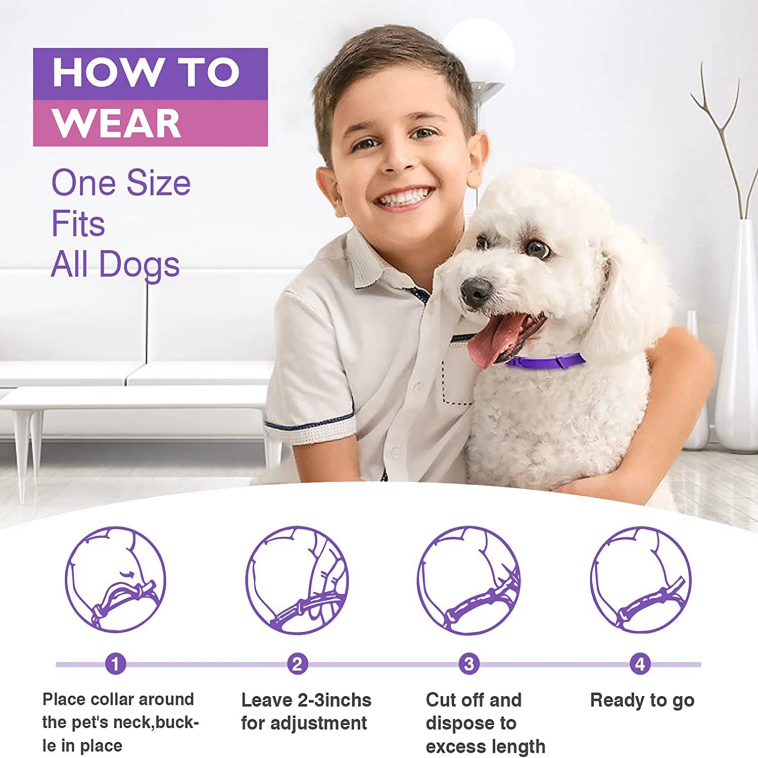 Calming Collar for Dogs Adjustable Anxiety Relief Pheromone Cat Collar