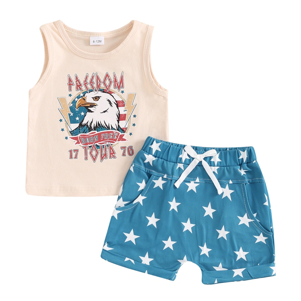 4th of July Toddler Boys Outfits Letter/Eagle Print Tank Tops Shorts