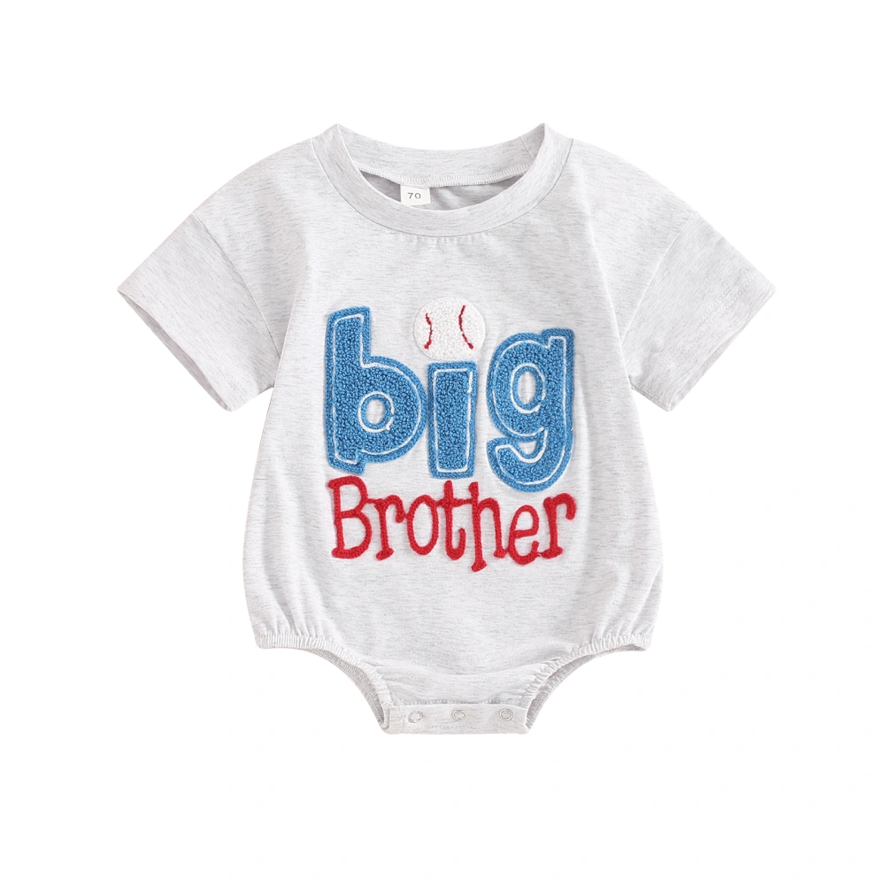 Baby Summer Romper Short Sleeve Crew Neck Letter Embroidery Romper